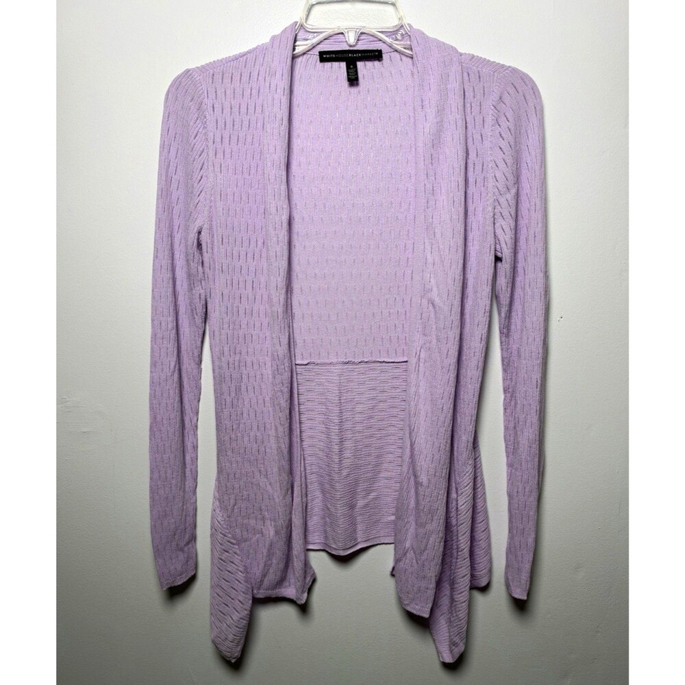 White House Black Market Women’s S Lavender Lightweight Open-Front Knit Cardigan
